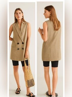 Mango Linen Blend Vest